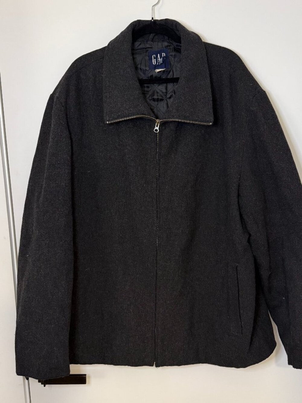 Gap Wool Dark Gray Men's Quilted Dress Coat, XL